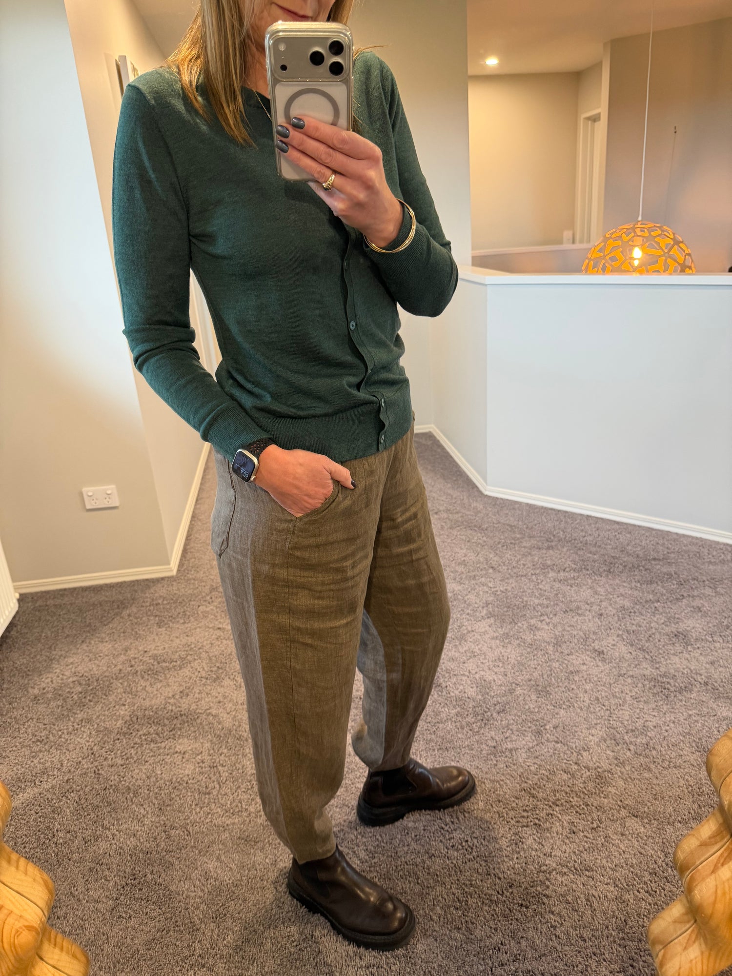 Toorallie Crew Cardigan Eucalyptus