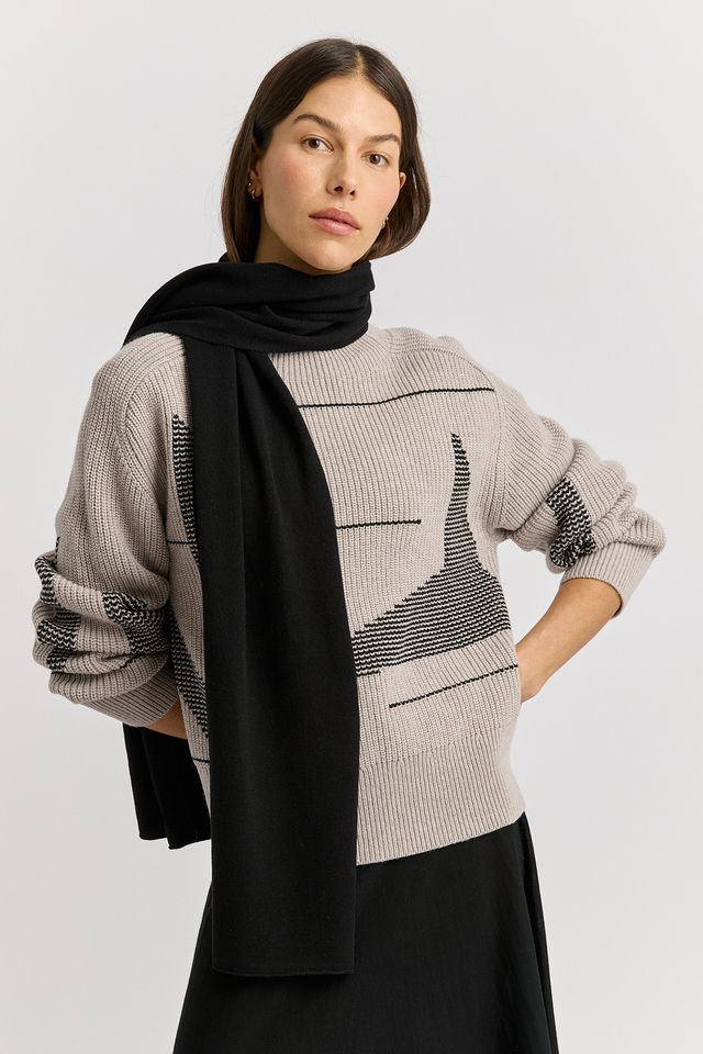 Toorallie Extra Fine Merino Scarf | Black