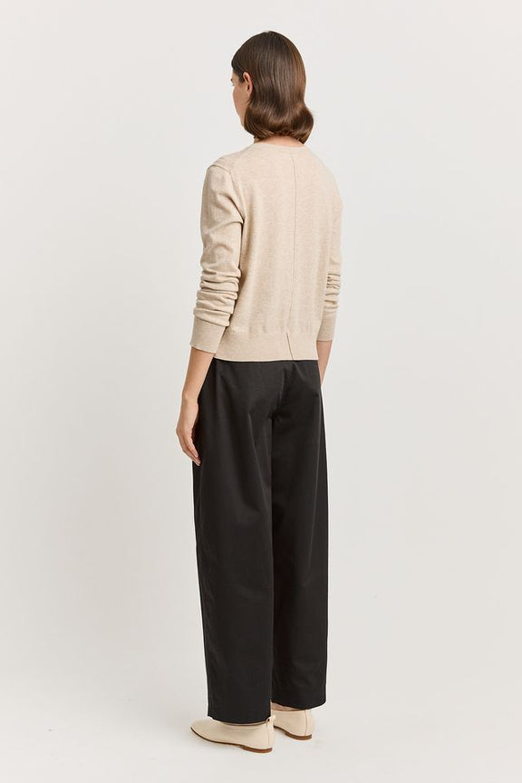 Toorallie Fine Crew Cardigan in Jute