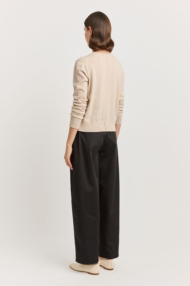 Toorallie Fine Crew Cardigan in Jute