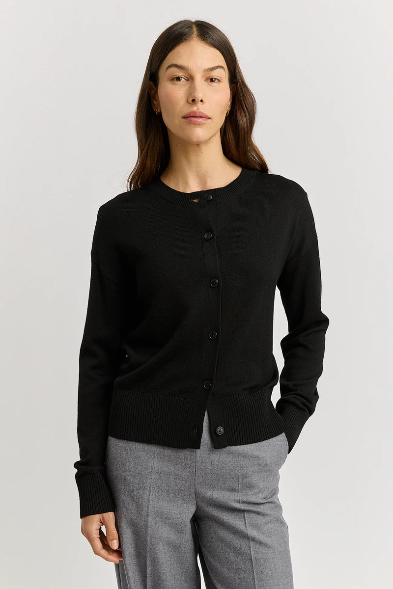 Toorallie Fine Knit Cardigan | Black