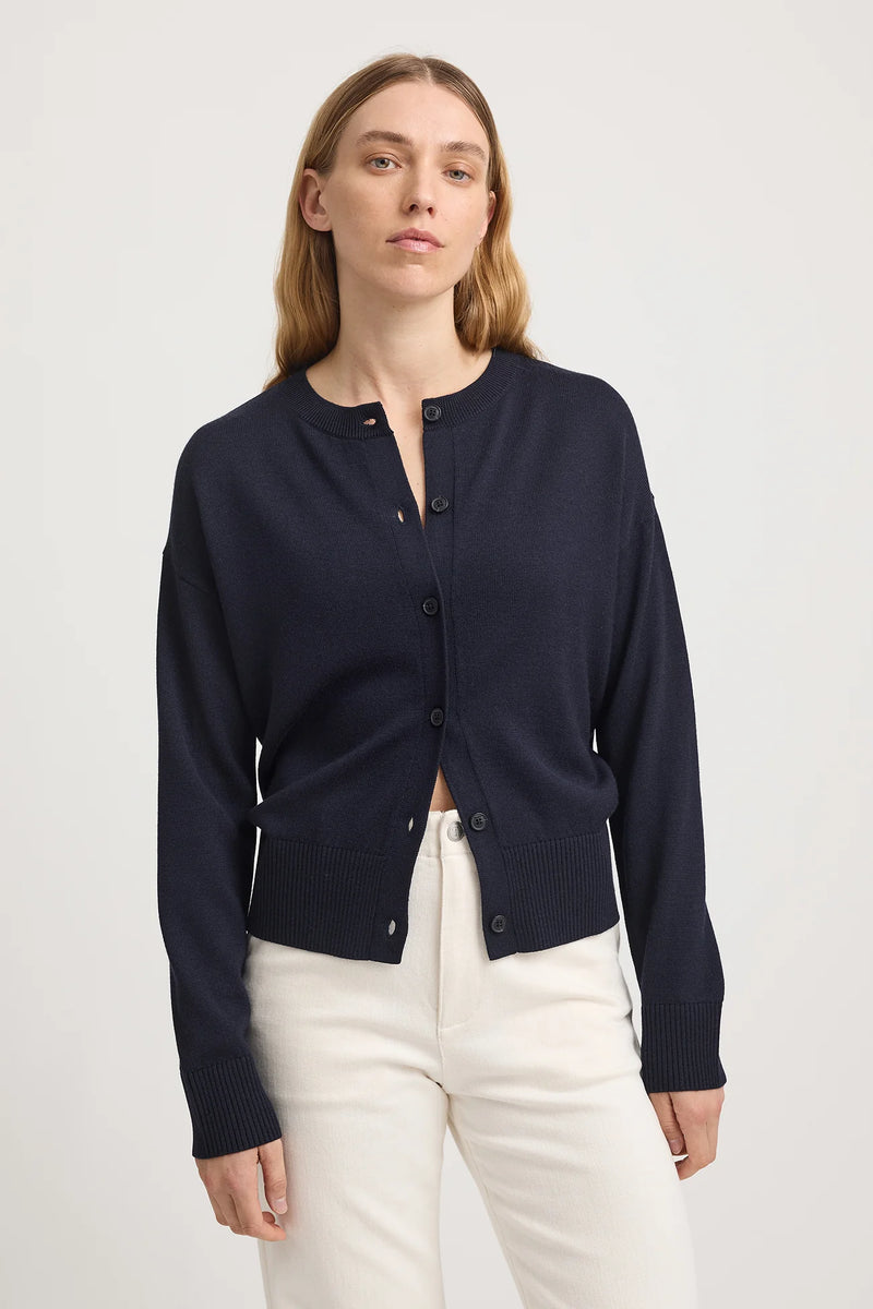 Toorallie Fine Knit Cardigan | Navy