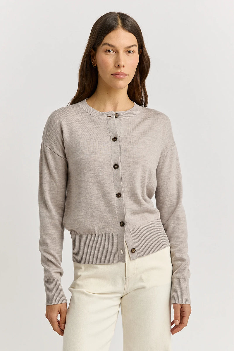 Toorallie Fine Knit Cardigan | Oat