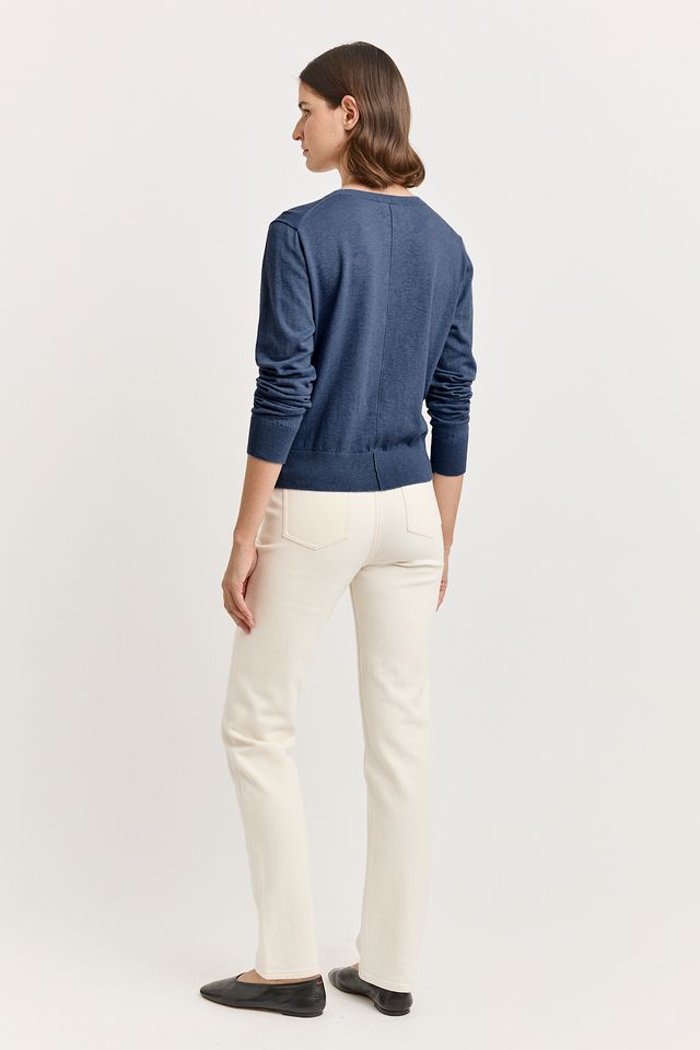 Toorallie Fine crew Cardigan Navy Nelange