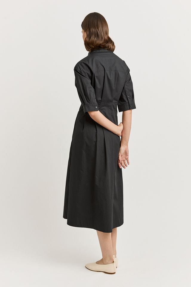 Toorallie Fitted Waist Cotton Dress in Black