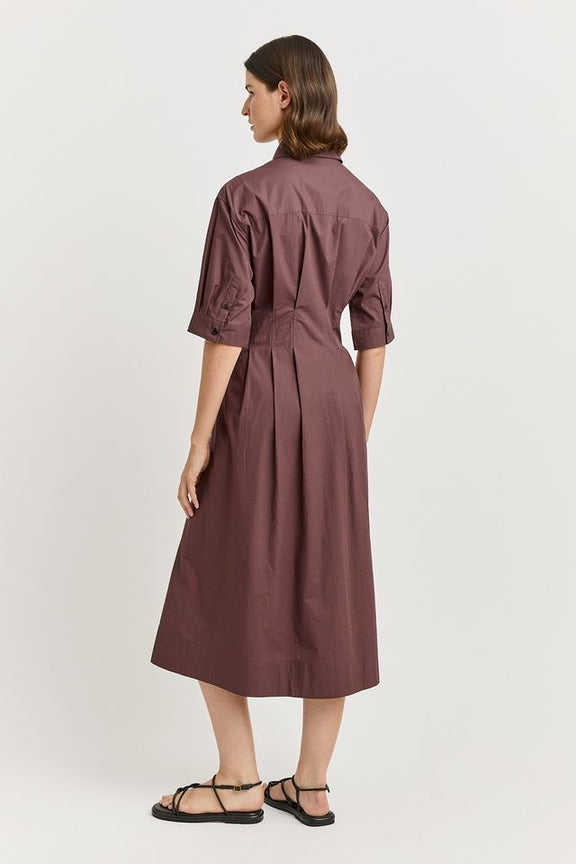 Toorallie Fitted Waist Cotton Dress in Cocoa
