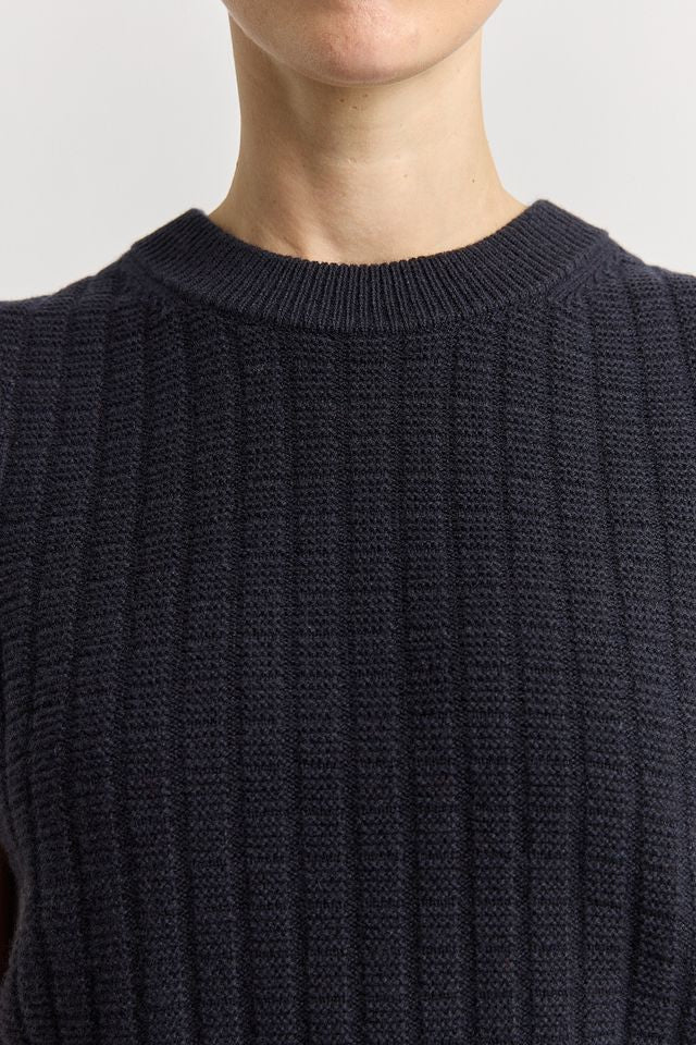 Toorallie Grid Knit Vest | Navy