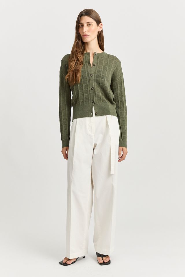 Toorallie Open Stitch Cardigan | Olive