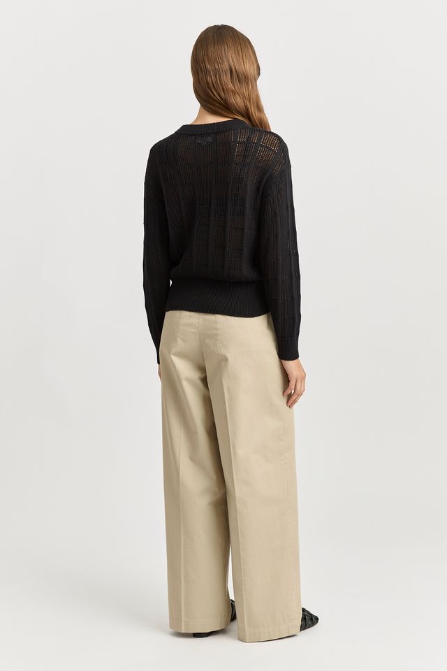 Toorallie Open Stitch Sweater | Black