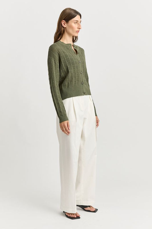 Toorallie Open Stitch Cardigan | Olive