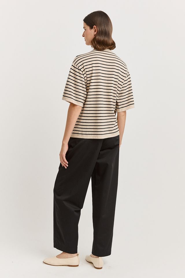 Toorallie Relaxed Stripe Knit Tee in Jute Stripe