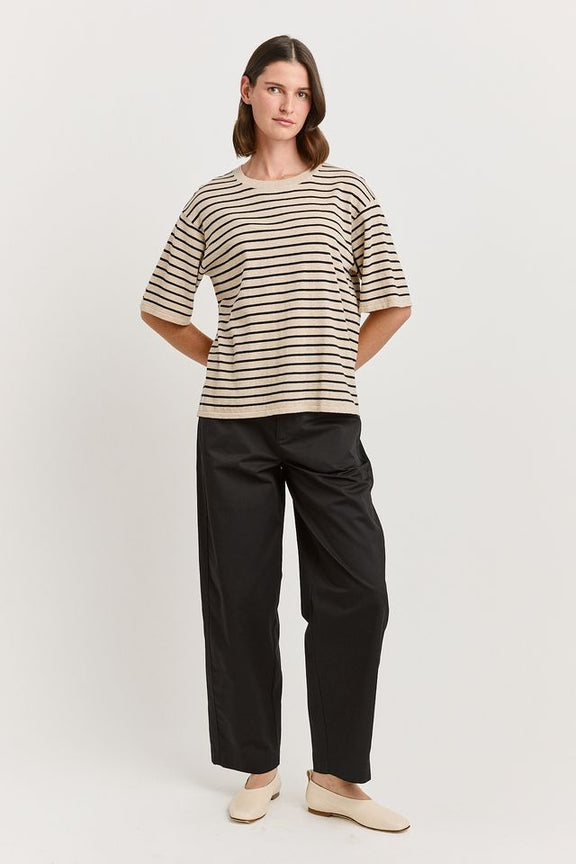 Toorallie Relaxed Stripe Knit Tee in Jute Stripe