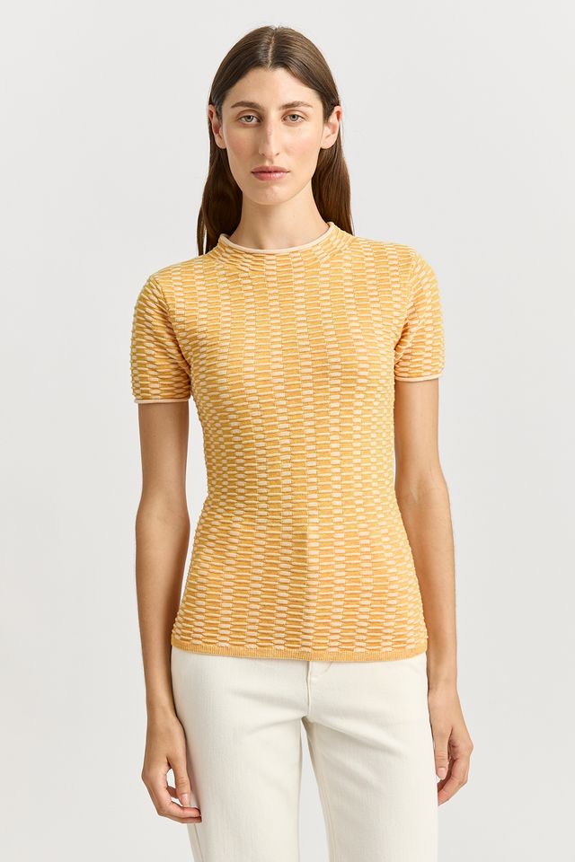 Toorallie Surface Stitch Top | Saffron