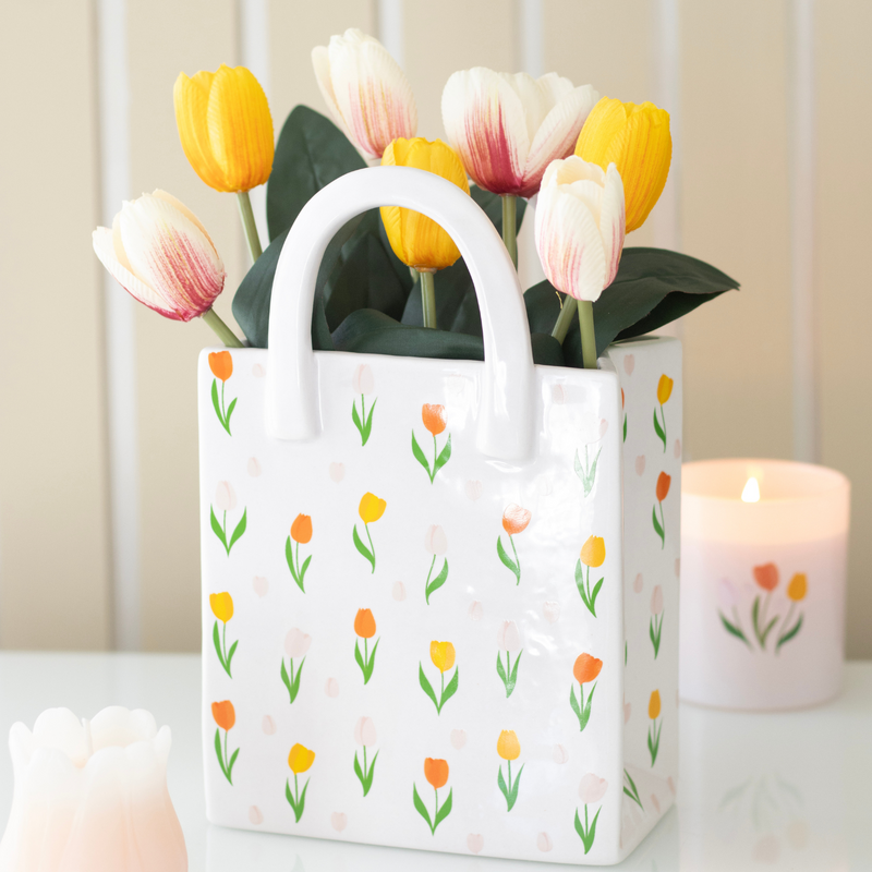 Tulip Print Bag Ceramic Vase