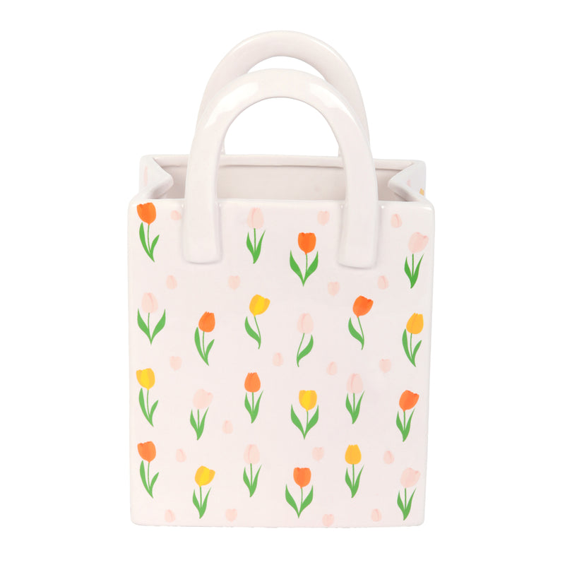 Tulip Print Bag Ceramic Vase