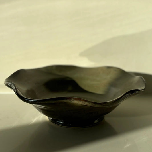 Magnolia Lane Ceramics | Rustic Wave Pedestal Bowl - Smokey Green