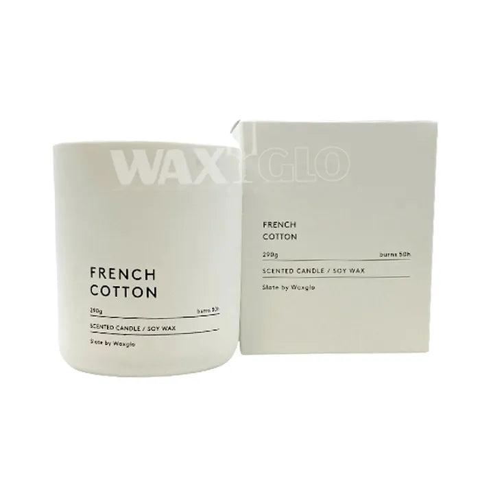 Waxglo French Cotton Slate Vessel Soy Wax Candle 