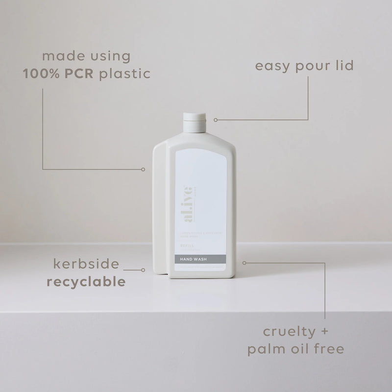 al.ive Home | 1LT Hand Wash Refill - Lemon Myrtle & Honeydew
