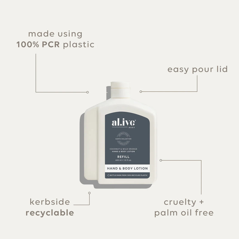 Al.ive Body Lotion Refill | Coconut & Wild Orange - 650ml
