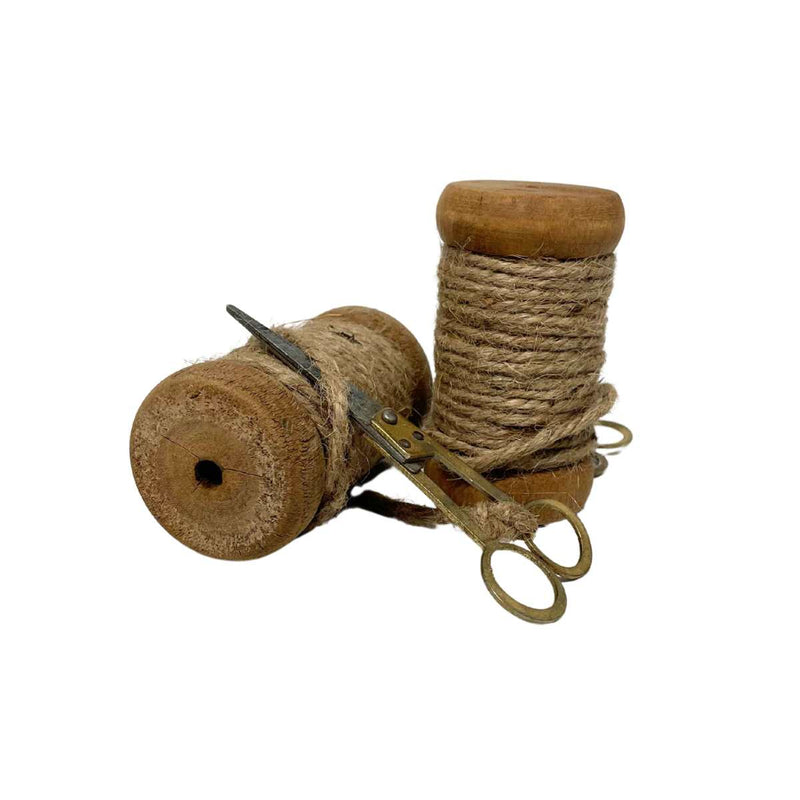 Small Vintage Natural Bobbin & Scissors