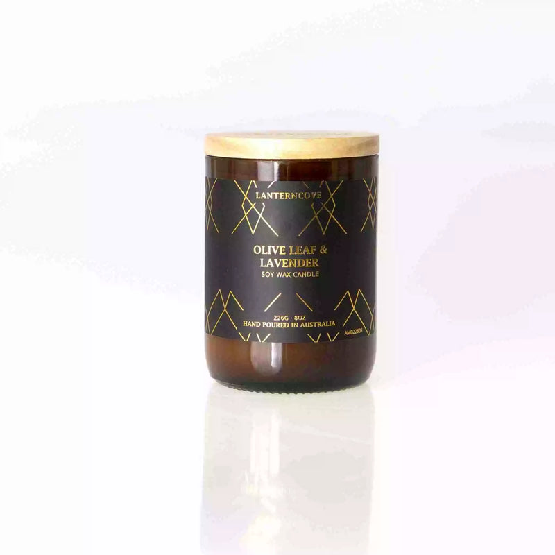 Amberesque Soy Wax Candle | Olive Leaf & Lavender - 8oz